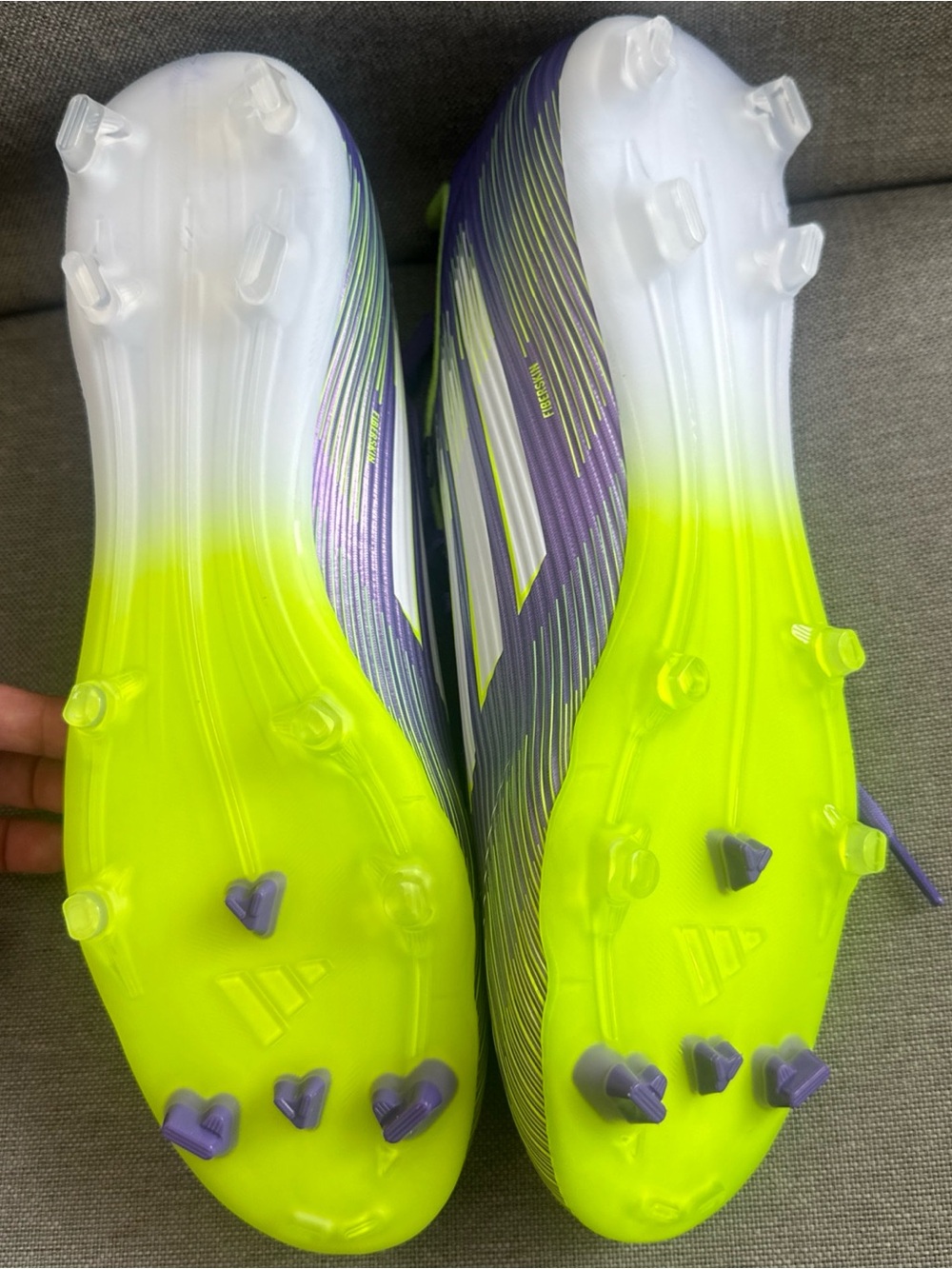 adidas F50 Men's Soccer Cleats in Purple and Neon Green - Picture 4 of 6